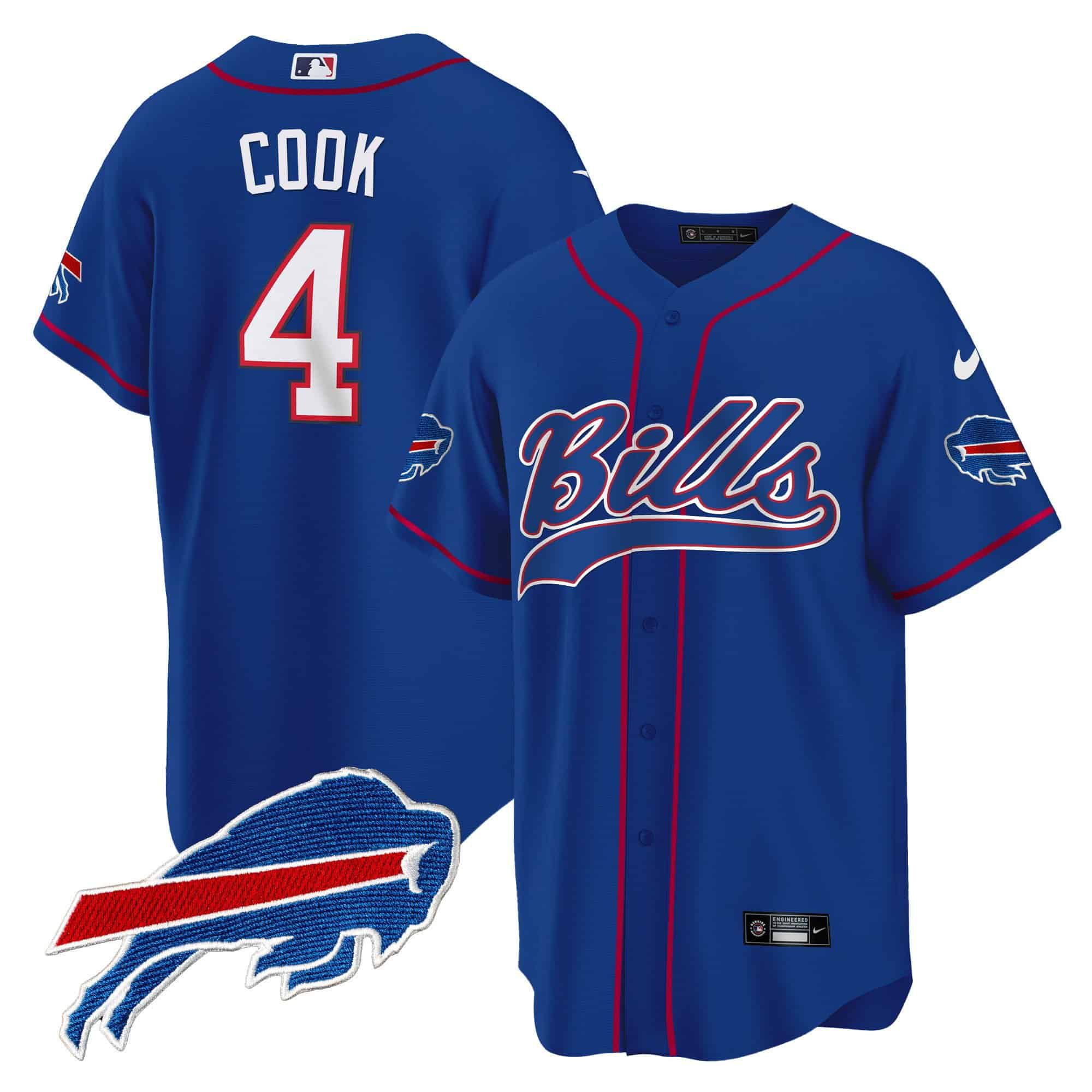 Men Buffalo Bills 4 Cook Blue 2024 Nike Baseball Game NFL Jersey